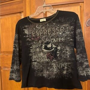 Cactus Espresso-Themed Black Long Sleeve Teeloved Shirt